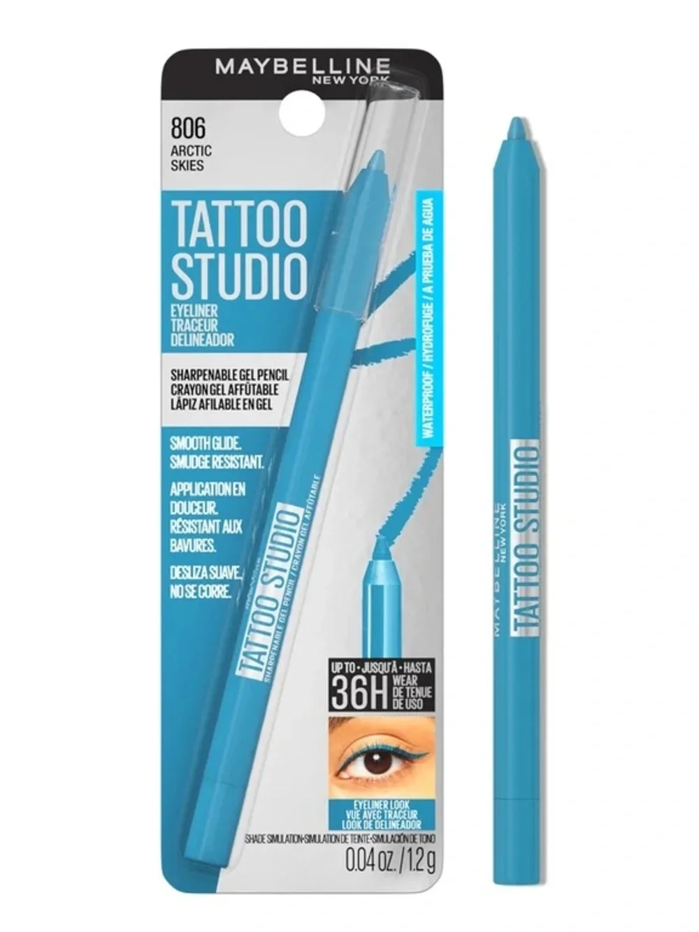Maybelline Tattoo Studio Waterproof Gel Eyeliner Pencil - Arctic Skies, NEW